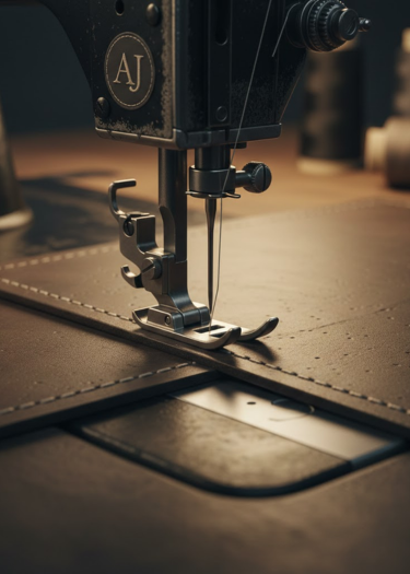 Macro shot showing durable stitching on genuine leather jackets and boxing equipment.